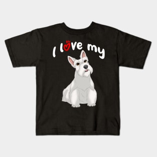 I Love My White Scottish Terrier Dog Kids T-Shirt